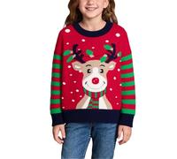 Jersey Niña 3 Años - Suéter con Estampado De Dibujos Animados Navideños para Niños Y Niñas Pequeños De Punto Cálido De Manga Larga Prendas De Punto Tops Navideños (Red 2-3 Years)