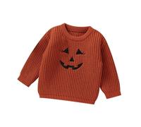 Jersey Niña 4 Años - Suéter De Punto con Bordado De Patrón Bonito De Halloween para Niña De Otoño E Invierno Suéter De Hilo Suave Y para Bebés Y Niños Pequeños (Brown 2-3 Years)
