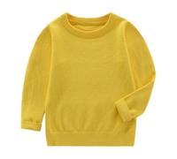 Jersey Niña Moda Suéter Niños de Algodón de Punto Cálido Cuello Redondo Camiseta Manga Larga Otoño Invierno Suave y Cómodo Suéter para Niñas y Niños Básico Color Sólido Pullover Sweater 2-12 Años