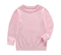 Jersey Niña Moda Suéter Niños de Algodón de Punto Cálido Cuello Redondo Camiseta Manga Larga Otoño Invierno Suave y Cómodo Suéter para Niñas y Niños Básico Color Sólido Pullover Sweater 2-12 Años