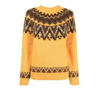 Jersey noruego para mujer, cálido y elegante, de invierno, con cuello redondo, mangas largas, sudadera con estampado jacquard, de gran tamaño, cómodo, ropa de moda para mujer, otoño e invierno, malva