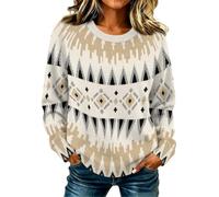 Jersey noruego para mujer, patrón geométrico, jersey de punto de invierno | Suéter de punto fino cómodo y suave, informal de la isla justa, suéter vintage para mujer, jersey de punto elegante y de gran