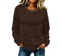 Jersey noruego para mujer, patrón geométrico, jersey de punto de invierno | Suéter de punto fino cómodo y suave, informal de la isla justa, suéter vintage para mujer, jersey de punto elegante y de gran