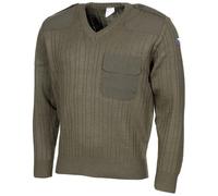 Jersey original del ejército checo de lana verde oliva con cuello en V excedente militar, verde oliva, Altoa única