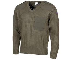 Jersey original del ejército checo de lana verde oliva con cuello en V excedente militar, verde oliva, Altoa única