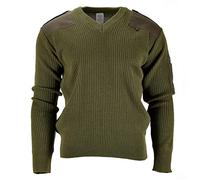 Jersey Original del Ejército Italiano Pullover Commando Suéter de Lana Verde con Cuello en V, verde oliva, Altoa única