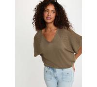 Jersey oversize con cuello v verde caqui mujer M