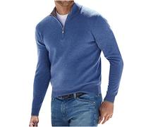 Jersey para hombre con cremallera 1/4, elegante, monocolor, manga larga, cuello alto, sudadera de invierno, tallas grandes, suéter de forro polar, suéter cálido de invierno, suéter suave, blusa
