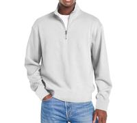 Jersey para hombre con cuello en V, sudadera para hombre sin capucha, cremallera 1/4, sudadera básica a rayas, sudadera minimalista con cremallera, cómoda y cálida, ropa de calle, Blanco, XXXXXL