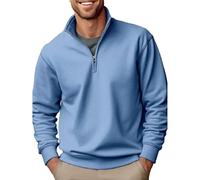 Jersey para hombre con cuello en V, sudadera para hombre, talla XL, sin capucha, con media cremallera, sudadera monocolor, cómoda sudadera con capucha, sudadera cálida de manga larga, camiseta de