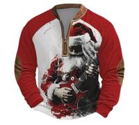 Jersey para hombre con Rocker-Santa Claus - Troyer informal con Santa en la guitarra | Suéter de Navidad fresco para hombres y ciclistas, Estilo N01 Rojo, XL