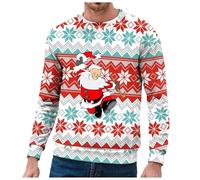 Jersey para hombre de Navidad Ugly Christmas Sweater Bonito suéter de Navidad con estampado de Jesús Sudadera fea con motivo navideño Acogedora Cálida Suelta Suave Manga Larga Fiesta de Navidad