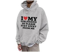 Jersey para hombre San Valentín con capucha corte holgado con estampado de amor suave monocolor camiseta de manga larga cómoda ropa de calle moderna unisex hip hop transpirable par ropa de diario, O