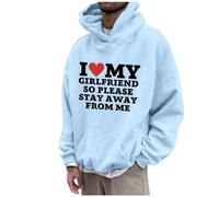 Jersey para hombre San Valentín con capucha corte holgado con estampado de amor suave monocolor camiseta de manga larga cómoda ropa de calle moderna unisex hip hop transpirable par ropa de diario, O