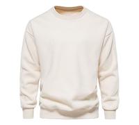 Jersey para hombre, sudadera de punto, suéter de trabajo, Navidad, invierno, suelto, informal, de forro polar, camiseta de fondo, Blanco, L