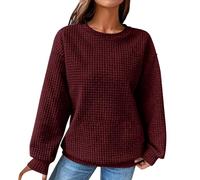 Jersey para mujer, de otoño, de algodón, para invierno, sudadera de punto gofre, chaqueta de entretiempo, sin capucha, chaqueta de entrenamiento, cuello redondo, chaqueta universitaria, chaqueta a