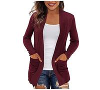 Jersey para mujer del Reino Unido, cárdigans para mujer, ropa de abrigo de punto cómodo con bolsillos, casual, ligero, recortado, elegante, adelgazante, color sólido, cuello en V, suéteres de punto de