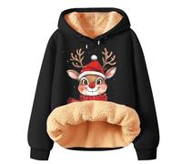 Jersey para mujer, forro polar Ugly Christmas Sweater con estampado de duendes navideños, elegante sudadera con capucha de Navidad, extragrande, gruesa, acogedora, cálida fiesta de Navidad, chaqueta