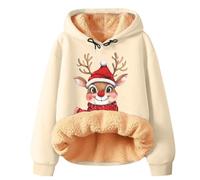 Jersey para mujer, forro polar Ugly Christmas Sweater con estampado de duendes navideños, elegante sudadera con capucha de Navidad, extragrande, gruesa, acogedora, cálida fiesta de Navidad, chaqueta