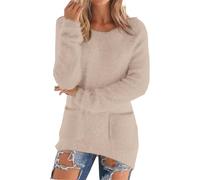 Jersey para mujer, invierno, cálido, jacquard, cuello alto, para mujer, invierno, cálido, manga larga, suéteres, liso, abrigo casual, ropa forrada en forro polar Loungewear blusa de gran tamaño alto S