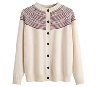Jersey para mujer noruego de invierno, cálido, elegante y chic, con cuello redondo, manga larga, tejido de punto, con estampado jacquard, túnica de talla grande, casual y desenfadado, ropa de mujer