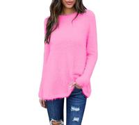 Jersey para mujer, otoño, elegante, algodón, manga larga, cuello redondo, cuello redondo, camiseta de algodón, camiseta de forro polar, camiseta acolchada, camiseta térmica, camiseta larga, moderna