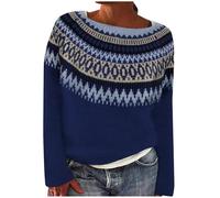 Jersey para mujer oversize, suéter con cuello redondo estampado jersey de punto de malla gruesa sudaderas verano invierno suéter elegante simple mujer sudaderas de manga larga para camiseta manga