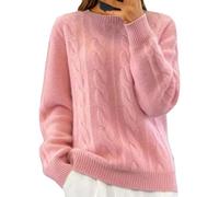 Jersey para mujer oversize, suéter de invierno con cuello redondo monocolor, jersey de punto de malla gruesa y sudadera con capucha para jersey de invierno, elegante, tallas grandes, camiseta de manga