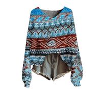 Jersey para mujer, suéter de cuello redondo, camisetas para mujer, jersey escolar del Reino Unido, suéteres de mujer, suéteres de punto, suéter de mujer, suéter de otoño, suéter para salir, azul, 3XL