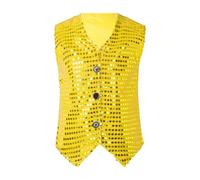 Jersey para niña, niño, informal, lentejuelas, disfraz de fiesta, carnaval, vestido sin mangas, chaleco para niño, amarillo, 18-24 meses