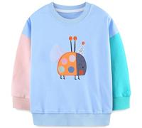 Jersey para niña para niños, camiseta de manga larga, algodón, ropa de invierno, manga larga, tops de 1-7 años, Escarabajo azul claro, 110
