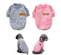 Jersey para Perros Medianos, FainFun 2 Piezas Jersey Perro Mediano, Ropa Sudadera Invierno para Gatos Perro, Jerséis para Perros Pequeños, Rosa Gris L
