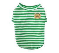 Jersey Perro Ropa de Verano for Perros, Camiseta a Rayas con Estampado Oso, Ropa for, Camisas Finas for Gatos, Disfraz for Mascotas(Green,XL)