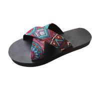 Jersey Plus Size Sandalias Mujer Verano Sandalias de Playa con Suela de Plataforma Correas de Bloque de Color, rojo, 38 EU