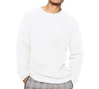 Jersey redondo para hombre, monocolor, manga larga, corte ajustado, camiseta deportiva con botones para hombre, manga larga, cómoda y sólida, Blanco, 3XL