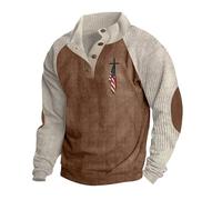 Jersey retro para hombre, suéter de manga larga, cuello alto, suéter vintage de un cuarto de botón, suéter básico de polo, elegante suéter de retazos, sudadera cálida de invierno, beige, M