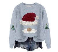 Jersey Rigolo Noel Femme Pas Cher Jumper Moche Christmas Sudadera Reno Impreso Tops Camiseta San Capucha Caliente Cuello Redondo Xmas Pullover Manga Larga Rigolo Sudaderas, azul claro, M