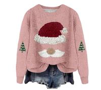 Jersey Rigolo Noel Femme Pas Cher Jumper Moche Christmas Sudadera Reno Impreso Tops Camiseta San Capucha Caliente Cuello Redondo Xmas Pullover Manga Larga Rigolo Sudaderas, rosa, S
