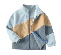 Jersey sin vientre para mujer 2024 Nueva chaqueta infantil de forro polar con cuello alto y color a juego Silencio de mis palabras, azul claro, 18-24 meses