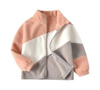 Jersey sin vientre para mujer 2024 Nueva chaqueta infantil de forro polar con cuello alto y color a juego Silencio de mis palabras, Rosa., 4-5 años