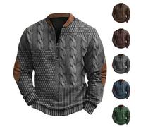 Jersey tipo polo de manga larga para hombre y hombre, media cremallera, suéter de golf para exteriores, suéter cálido con cuello alto falso, suéter estampado de ajuste holgado, suéter Henley con