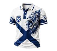 Jersey Trikot Polos Hombres Manga Corta Bandera Inglés Unión Jack Orgullo Inglés Patrón Bandera Escocesa Secado Rápido Transpirable Camiseta Hombres Verano Deporte Camisa Regular Fit Polos de Golf