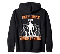 Jersey Triple por día Zombie por la Noche Triple Salto Halloween Sudadera con Capucha
