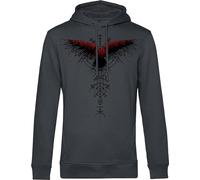 Jersey vikingo orgánico: sangre - sudadera con capucha de cuervo - regalos vikingos para hombres - ropa vikinga - sudadera unisex con capucha de algodón orgánico, asfalto, L