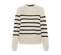 VERO MODA Vmsaba Ga Noos-Jersey Liso con Cuello Redondo Suéter, Abedul/Rayas: Negro, XS para Mujer