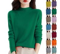 Jerseys de Cachemira para Señoras Suéter de Cuello Alto Oversized para Mujeres Tops de Manga Larga Jersey Ligero para Mujer Color Sólido Suave Liso Pullover Otoño Invierno Cálido Jerseys Sueltos