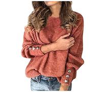 Jerseys de punto para mujer de algodón, tops de manga larga, tops de suéter de punto, suéteres de punto, top para Reino Unido, jersey de talla grande para Navidad para mujeres, jerseys casuales para