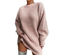 Jerseys largos para mujer Reino Unido, elegantes vestidos de jersey para mujer, suéteres pullover de cuello redondo de moda, color sólido, talla grande, suéteres casuales para señoras, manga larga