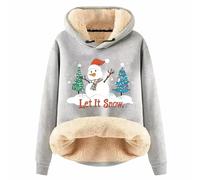 Jerseys NavideñOs Mujer Gracioso,Sudadera De Manga Larga con Capucha para Mujer Estampado NavideñO De MuñEco De Nieve En Terciopelo Casual De Invierno