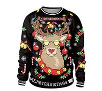 Jerseys Navideños Mujer Jersey Navideño Ugly Christmas Jersey Reno Navidad Gato 3D Hombre Feos Sudadera Navideña Sudaderas Navideñas Pullover Sweatshirt Divertido Gracioso Divertidas Personalizado XL